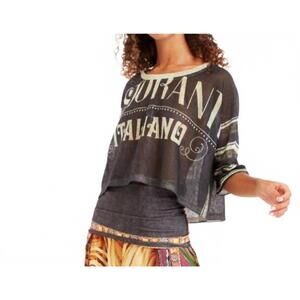 NEW IPNG art of fashion italiano scoop neck crop top in black